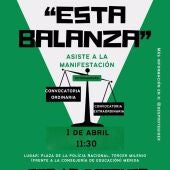 Interinos docentes se manifestarán el lunes 1 de abril en Mérida para pedir unas oposiciones de estabilización "justas"