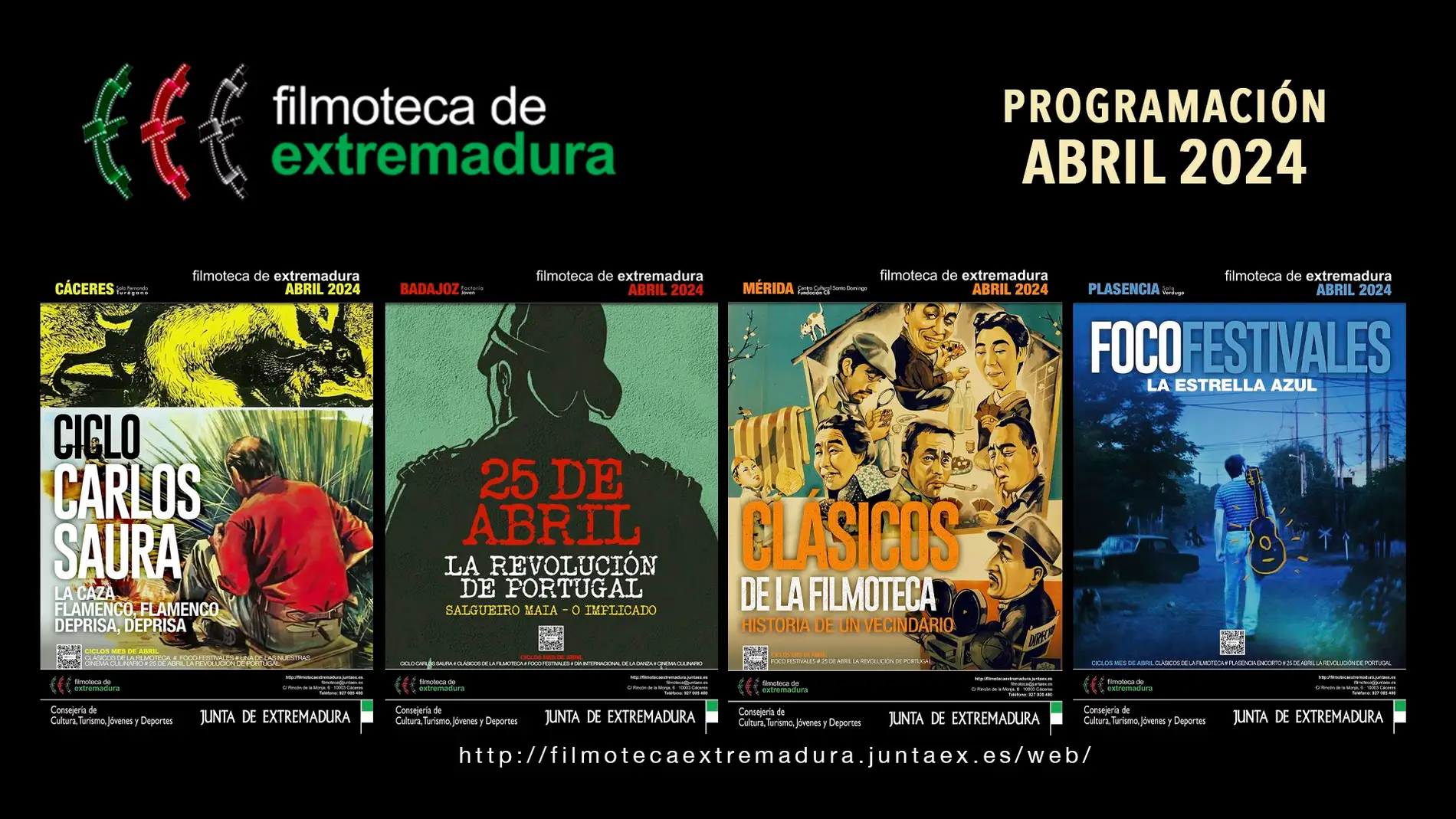 La Revolución de los Claveles, Saura y la Gastronomía protagonistas de la programación de la Filmoteca de Extremadura en abril