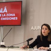 María Pérez, concejal del PSPV-PSOE en el Ayuntamiento de València, en rueda de prensa