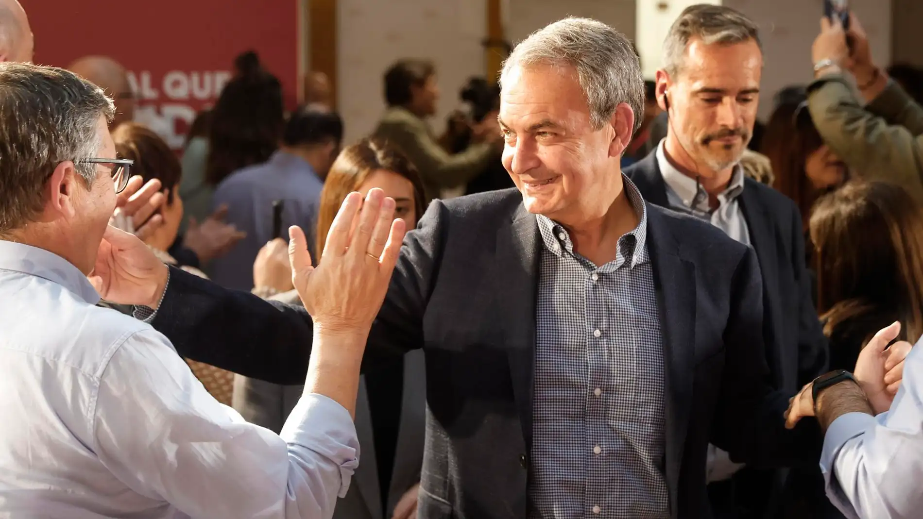 José Luis Rodríguez Zapatero durante un acto en la campaña del 21A