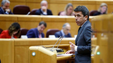 El presidente de la Generalitat Valenciana, Carlos Mazón, interviene en el Senado.