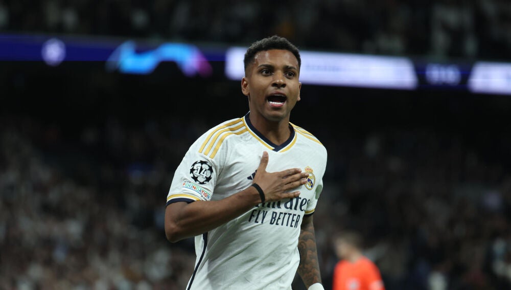 Rodrygo celebra su gol ante el Manchester City
