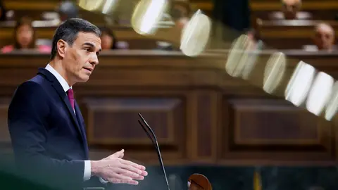 El presidente del Gobierno, Pedro Sánchez, interviene durante la sesión de control al Ejecutivo este miércoles en el Congreso. El presidente del Gobierno, Pedro Sánchez, interviene durante la sesión de control al Ejecutivo este miércoles en el Congreso.