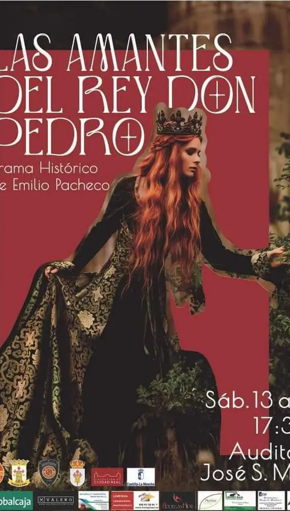 Cartel obra teatro Las amantes del Rey Don Pedro