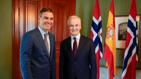 El presidente del gobierno espa&ntilde;ol, Pedro Sanchez, junto al primer ministro noruego, Jonas Gahr Storeal.