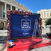 El stand de Latin Grammy en el centro de Cádiz El stand de Latin Grammy en el centro de Cádiz