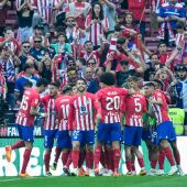 Los jugadores del Atlético celebran un gol ante el Girona