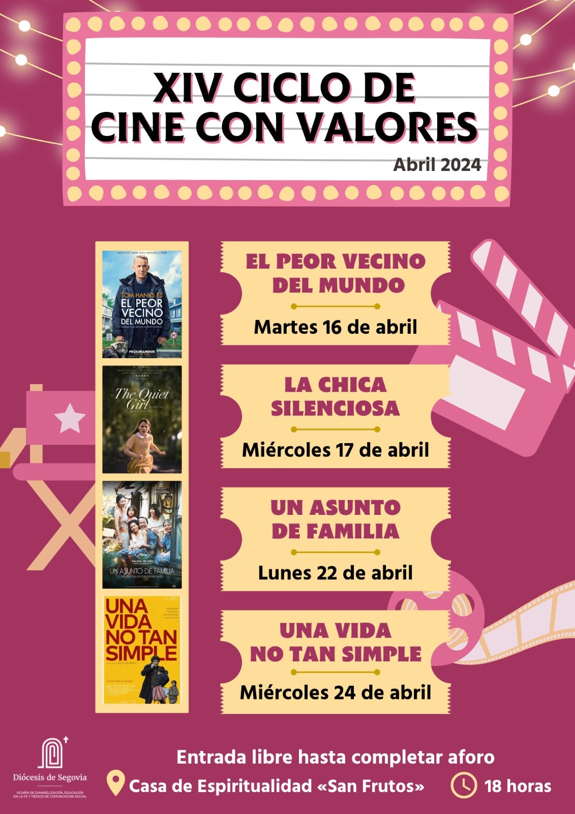 Mañana comienza la XIV edición del ‘Ciclo de Cine con Valores’ Mañana comienza la XIV edición del ‘Ciclo de Cine con Valores’