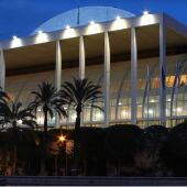 Imagen nocturna del Palau de la Música de València 