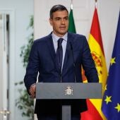 El presidente del Gobierno, Pedro Sánchez, comparece en una rueda de prensa.
