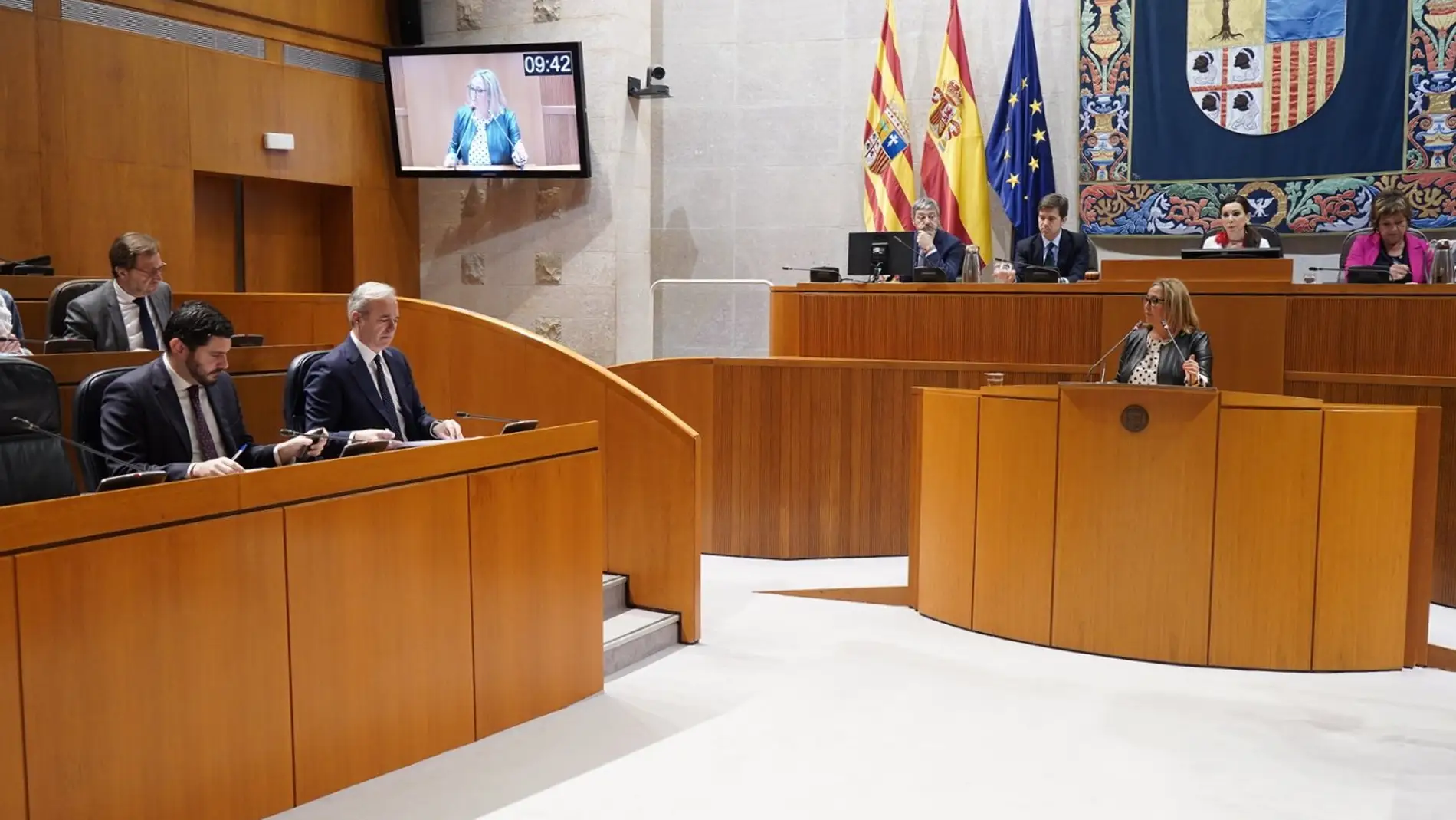 El presidente Azcón en el transcurso del pleno de las Cortes