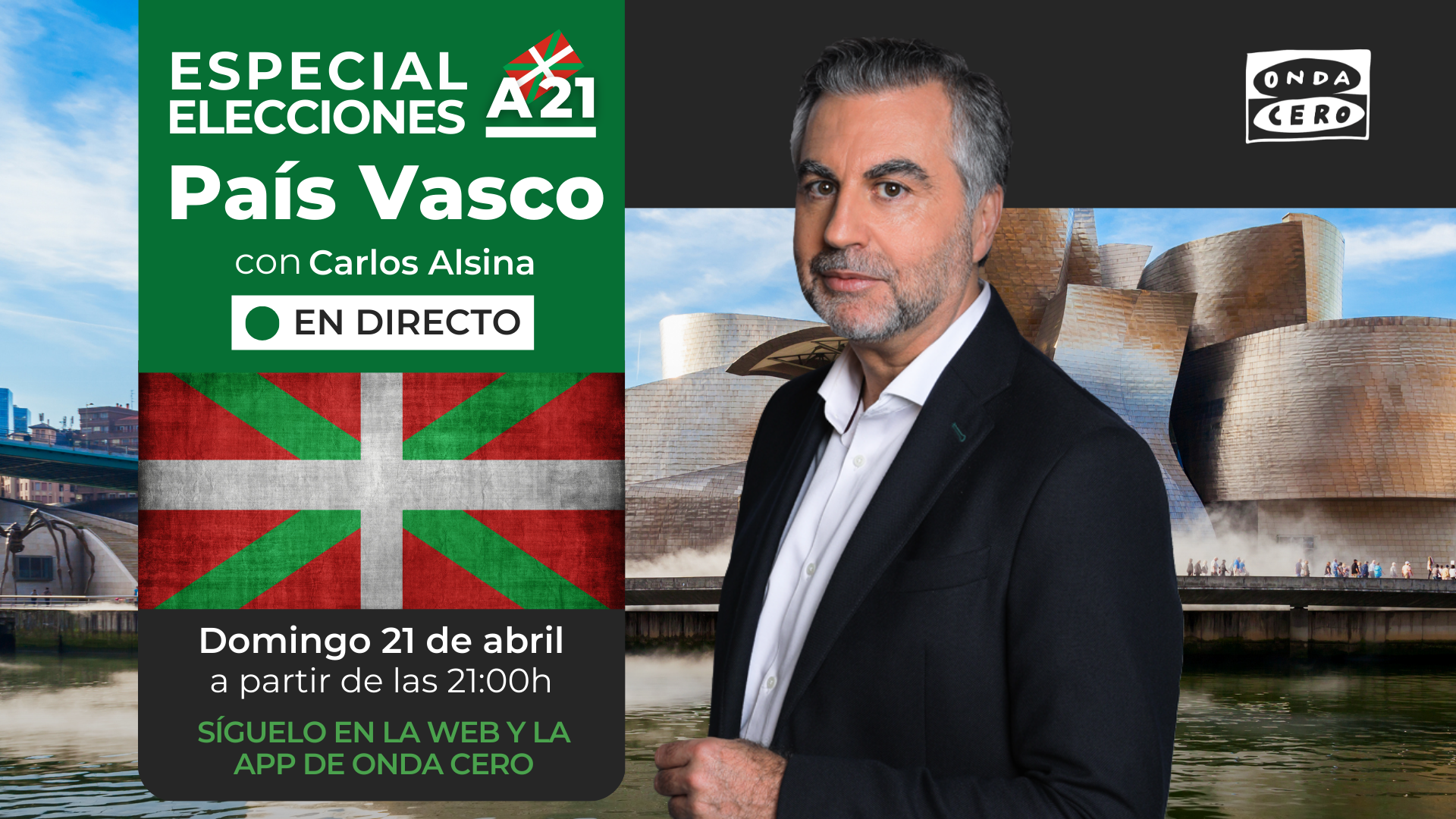Carlos Alsina presenta el especial Elecciones País Vasco en la web y en la app de Onda Cero Carlos Alsina presenta el especial Elecciones País Vasco en la web y en la app de Onda Cero