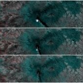 Imágenes en falso color de la erupción del volcán Popocatepetl en Puebla, México, obtenidas con ALISIO-1 los días 1, 2 y 3 de marzo de 2024 