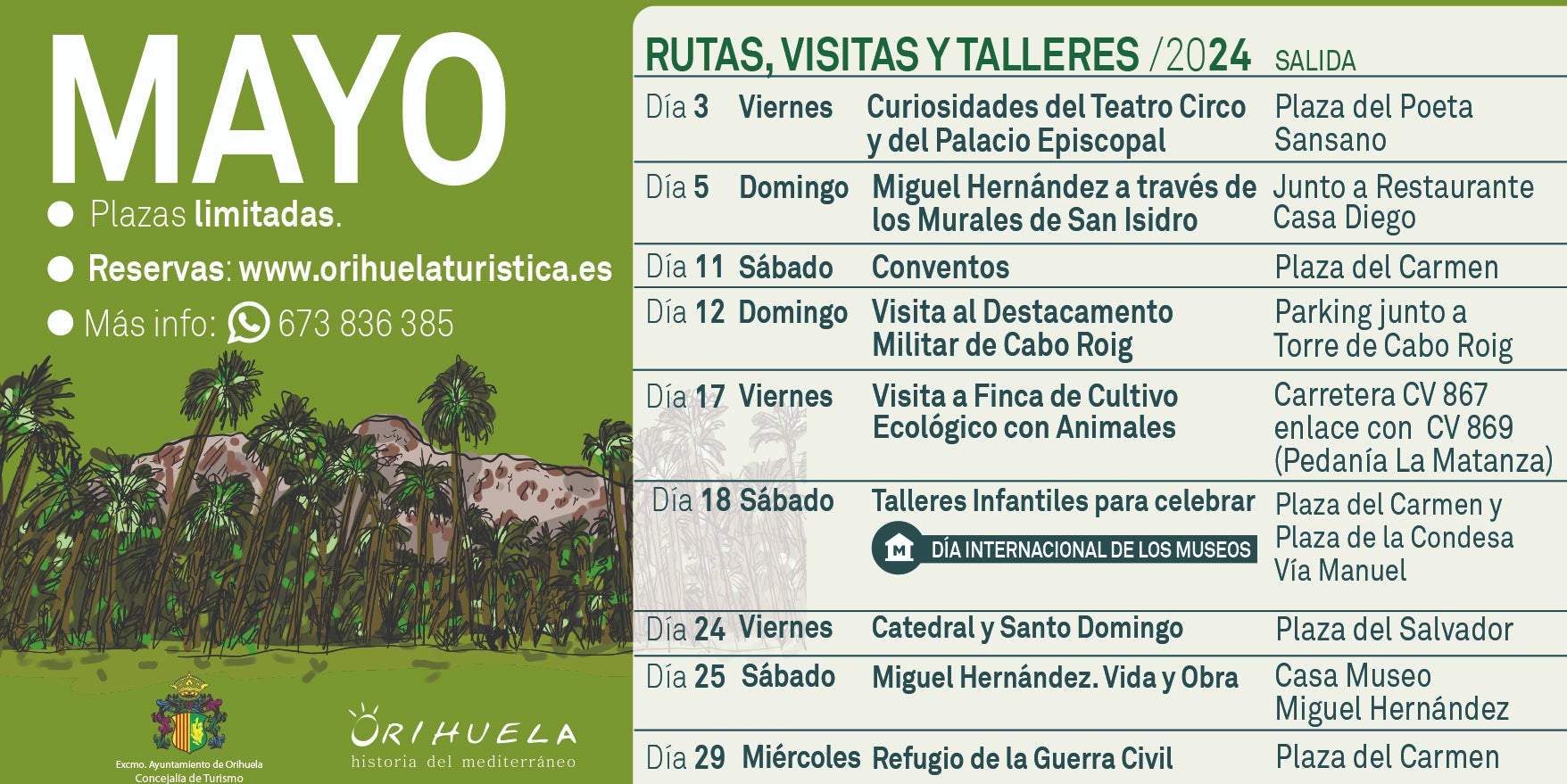 Las rutas turísticas de mayo contemplan visita al destacamento militar de Cabo Roig y experiencias de cultivo ecológico Las rutas turísticas de mayo contemplan visita al destacamento militar de Cabo Roig y experiencias de cultivo ecológico