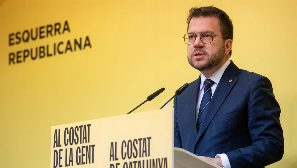 Pere Aragonès, durante una rueda de prensa. Pere Aragonès, durante una rueda de prensa.