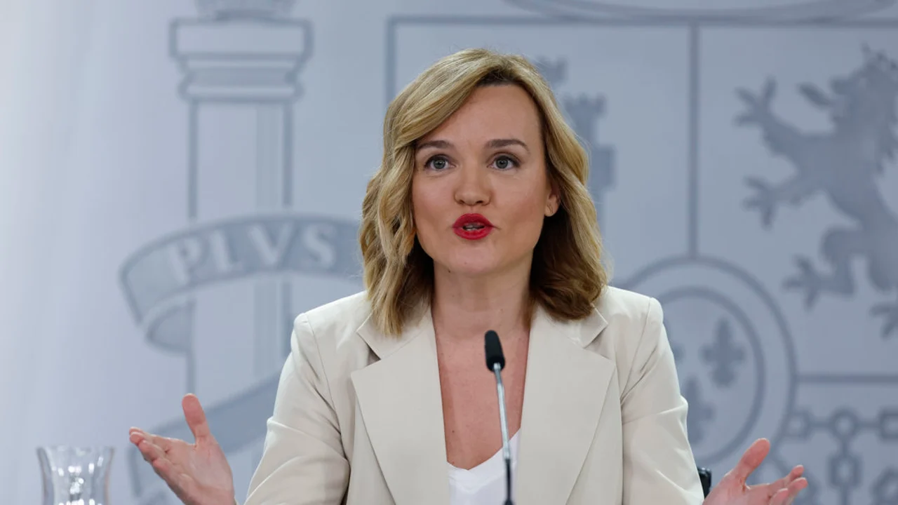 Pilar Alegría durante la rueda de prensa posterior a la reunión del Consejo de Gobierno