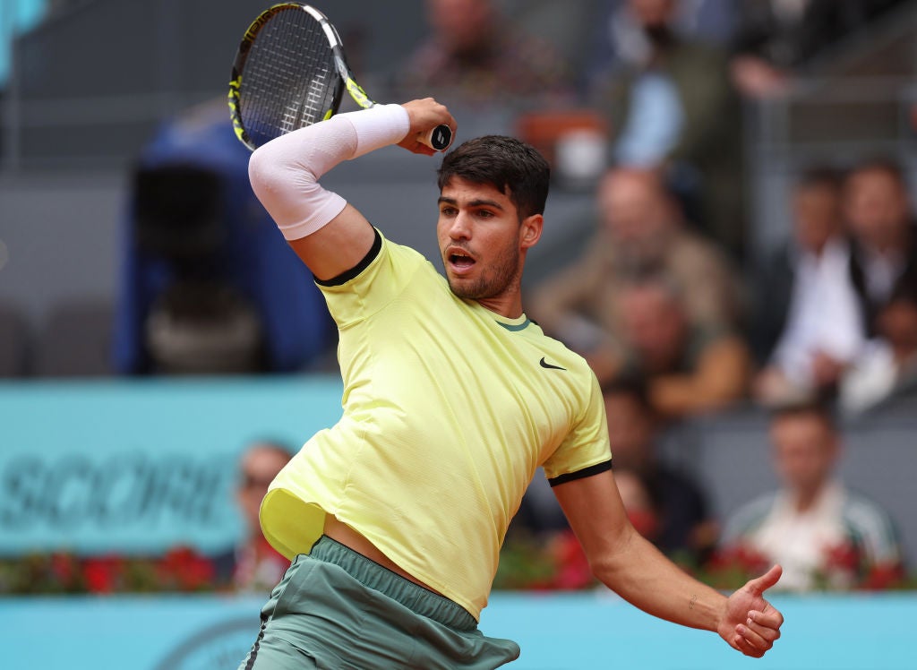 Carlos Alcaraz durante el partido ante Struff en el Mutua Madrid Open Carlos Alcaraz durante el partido ante Struff en el Mutua Madrid Open