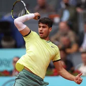 Carlos Alcaraz durante el partido ante Struff en el Mutua Madrid Open Carlos Alcaraz durante el partido ante Struff en el Mutua Madrid Open