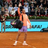 Rafa Nadal en su despedida del Mutua Madrid Open