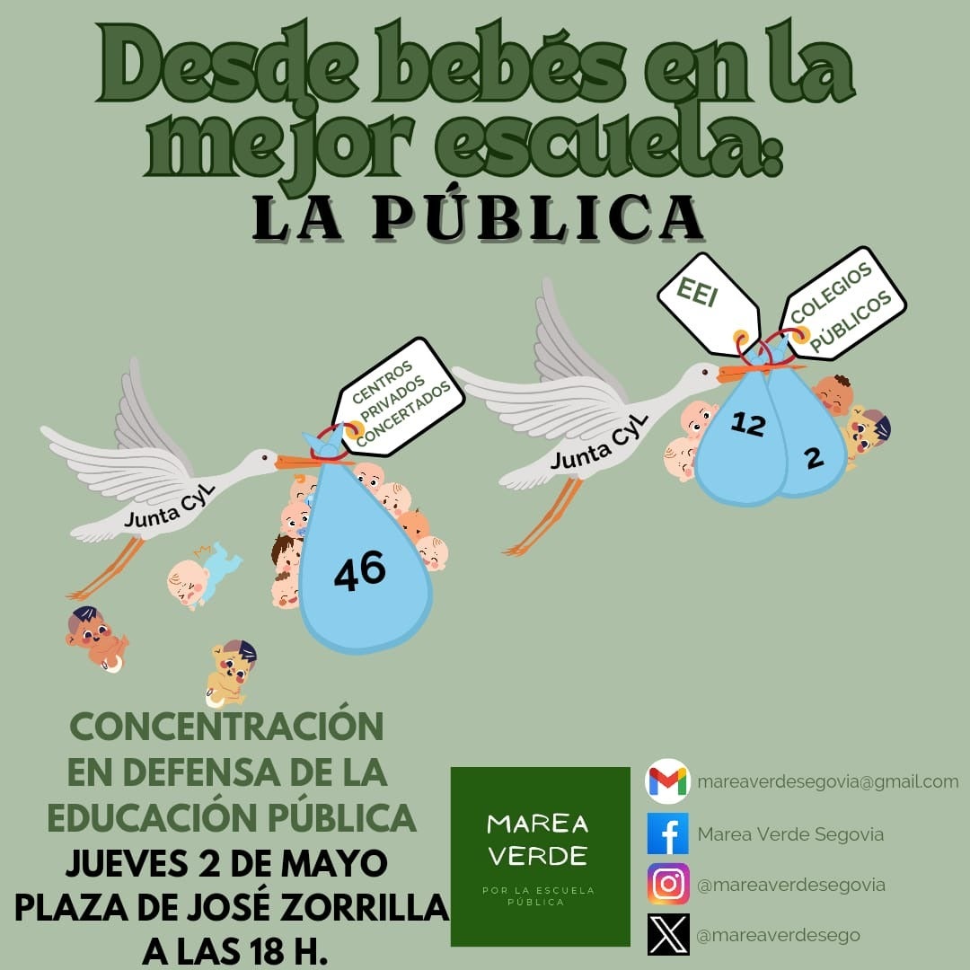 Marea Verde denuncia la discriminación de la escuela pública en la adjudicación de plazas de 0 a 1 años Marea Verde denuncia la discriminación de la escuela pública en la adjudicación de plazas de 0 a 1 años