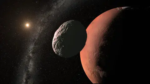 Ilustración de un asteroide próximo a Marte Ilustración de un asteroide próximo a Marte