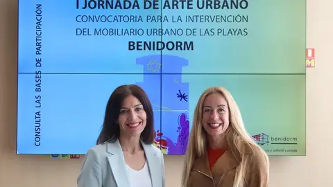 Mónica Gómez, edil d eplayas, y Ana Pellicer, edil de Patrimonio Histórico, han presentado la I Jornada de Arte Urbano de Benidorm. Mónica Gómez, edil d eplayas, y Ana Pellicer, edil de Patrimonio Histórico, han presentado la I Jornada de Arte Urbano de Benidorm.