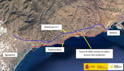 Afectaciones al tráfico en la N-340A por simulacro en el túnel de La Parra Afectaciones al tráfico en la N-340A por simulacro en el túnel de La Parra