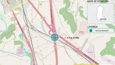 Nuevo corte en la autovía A-67 por las obras de la línea de alta velocidad Palencia-Aguilar de Campoo .