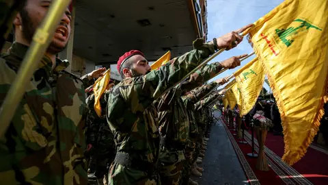 Militantes proiraníes de Hezbollah en Beirut Militantes proiraníes de Hezbollah en Beirut