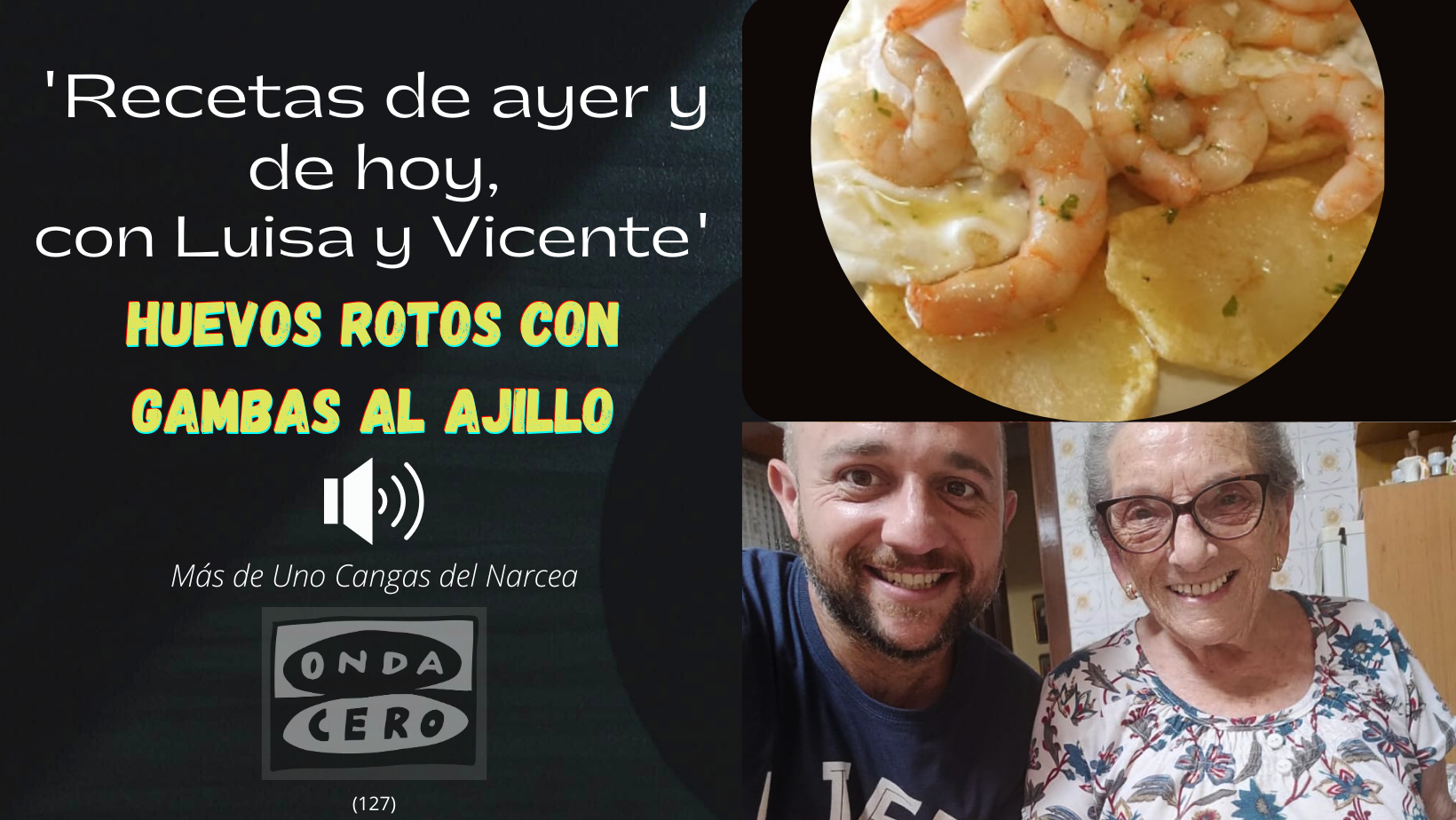 Huevos rotos con gambas al ajillo Huevos rotos con gambas al ajillo