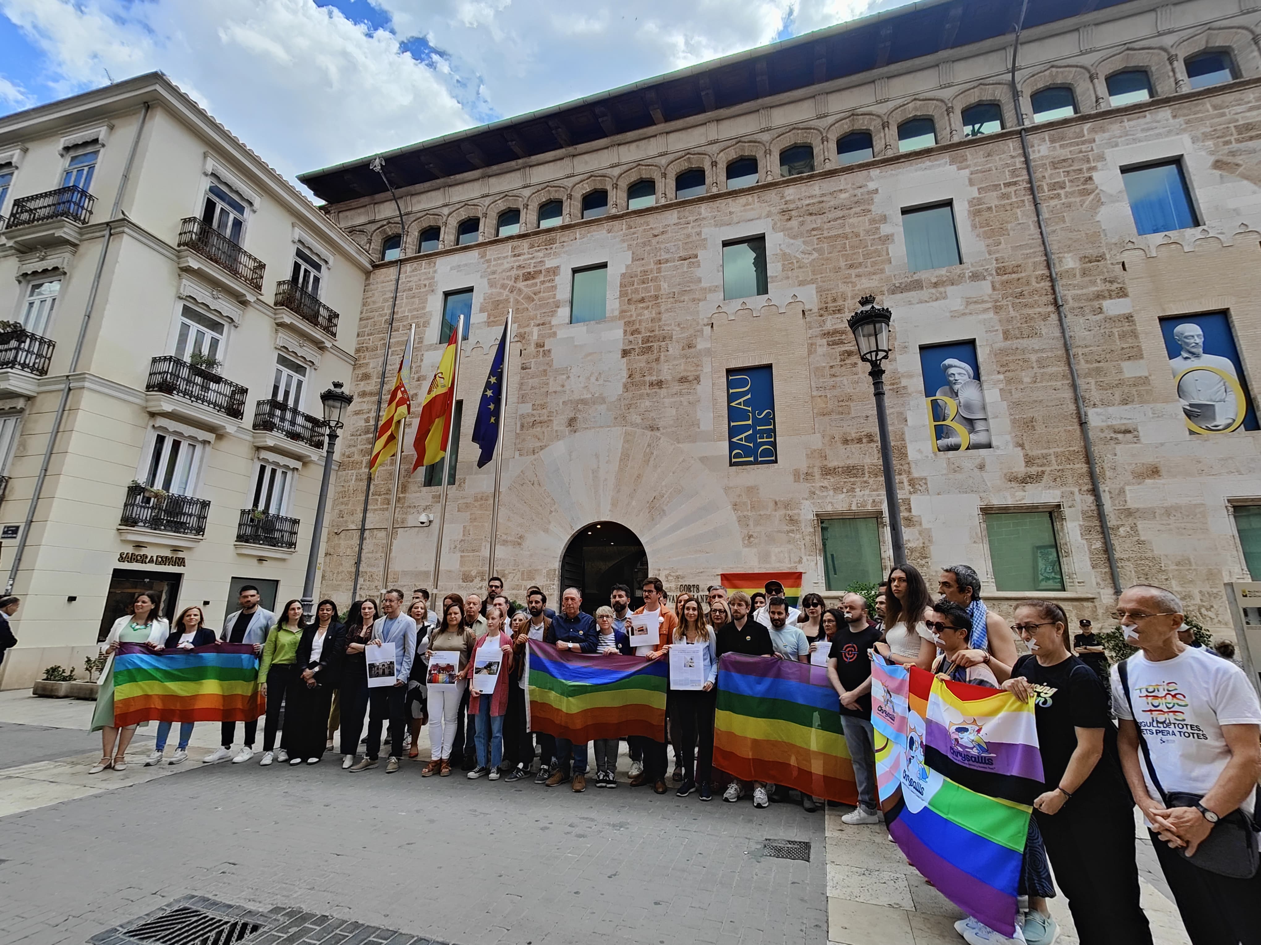 Entidades LGTBI, PSPV y Compromís cargan contra el Consell de PP y Vox por hacer "retroceder" los derechos del colectivo Entidades LGTBI, PSPV y Compromís cargan contra el Consell de PP y Vox por hacer "retroceder" los derechos del colectivo