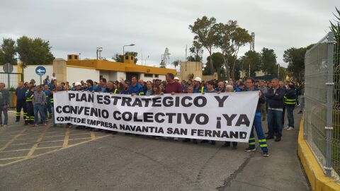 Inicio de la manifestación esta mañana en Navantia