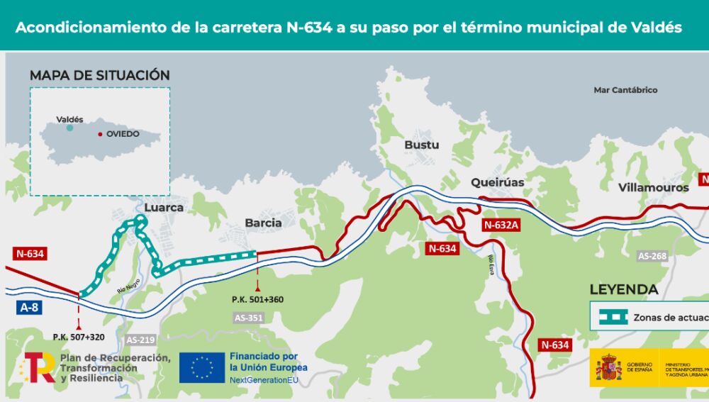 Transportes aprueba la mejora del tramo N 634 a su paso por Luarca con 2 millones. 