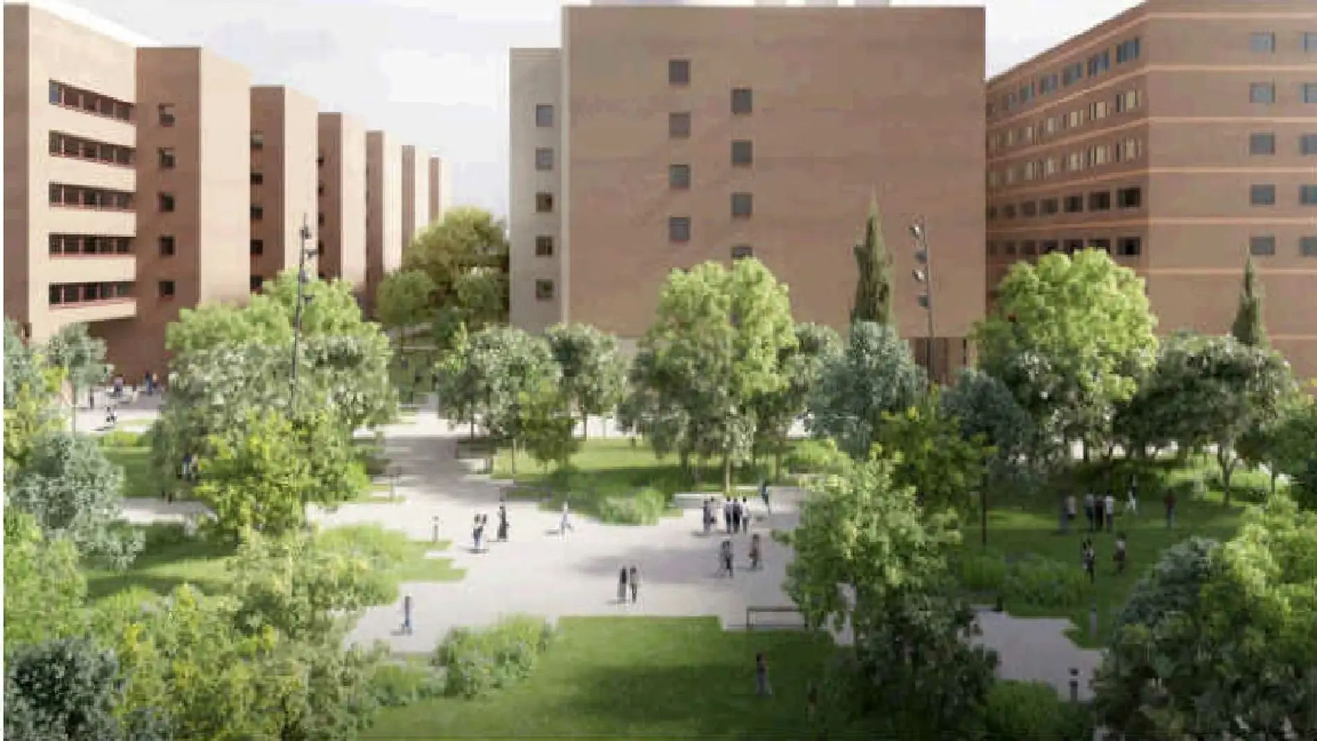 Figuración del ajardinamiento del campus de Tarongers