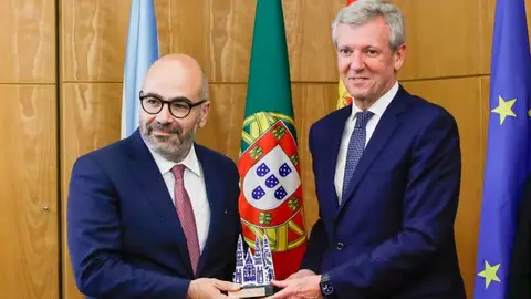 El ministro das Infraestructuras de Portugal, Miguel Pinto, y el presidente de la Xunta, Alfonso Rueda. Foto: Xunta Miguel Pinto y Alfonso Rueda