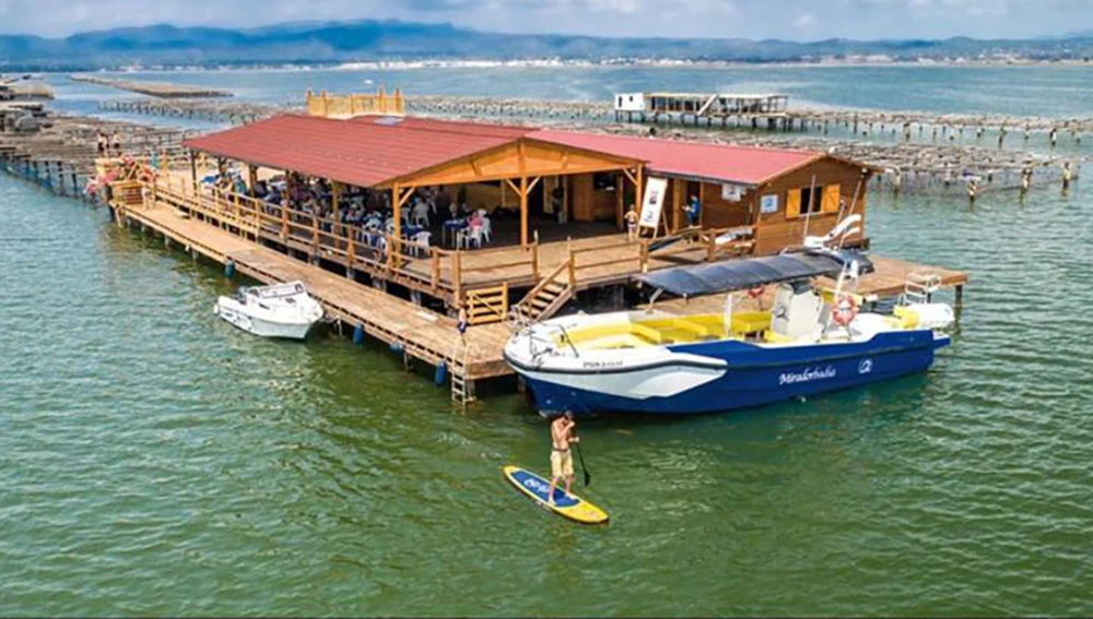 La mejillonera habilitada para hacer catas de mejillones y ostras, Mirador Badia, en el delta del Ebro. La mejillonera habilitada para hacer catas de mejillones y ostras, Mirador Badia, en el delta del Ebro.