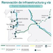 Plano trazado ferroviario provincia de Pontevedra