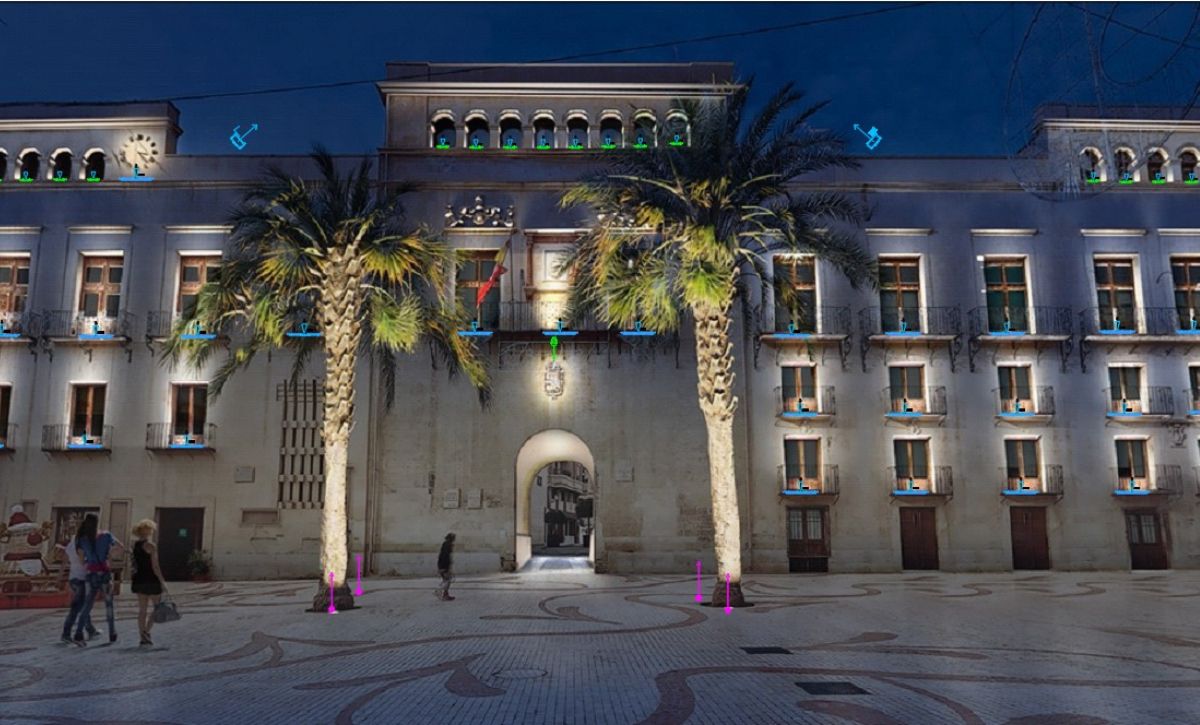 Una nueva iluminación realzará en agosto la fachada del Ayuntamiento de Elche y la Torre de la Vetlla Una nueva iluminación realzará en agosto la fachada del Ayuntamiento de Elche y la Torre de la Vetlla