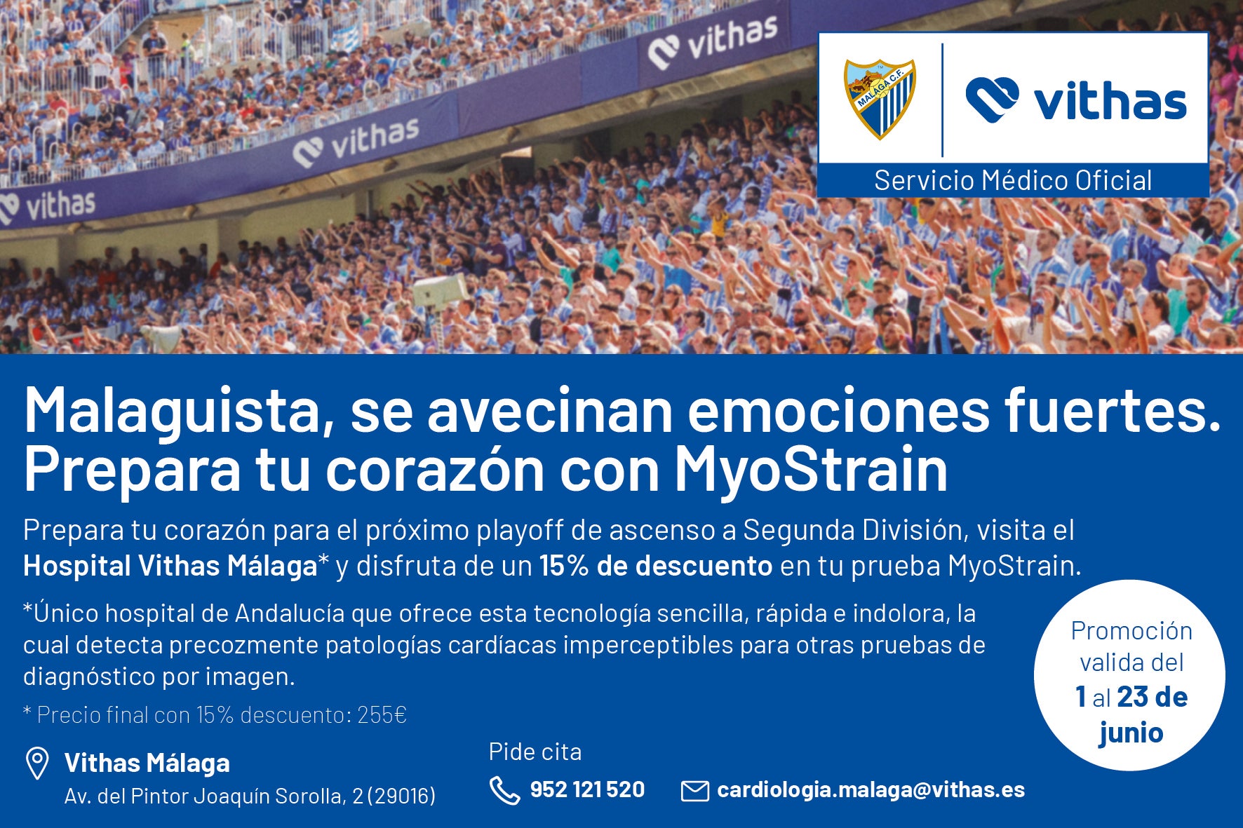 Vithas Málaga quiere proteger el corazón de los malaguistas durante el playoff de ascenso a Segunda División Vithas Málaga quiere proteger el corazón de los malaguistas durante el playoff de ascenso a Segunda División