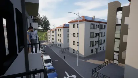 Imagen simulada del resultado final de la renovación urbana del barrio Porfirio Pascual de Elche. Imagen simulada del resultado final de la renovación urbana del barrio Porfirio Pascual de Elche.