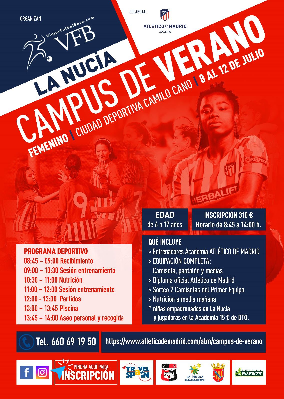 El C.F. La Nucía abre la matrícula para el Campus de Fútbol Femenino organziado junto con el Atlético de Madrid El C.F. La Nucía abre la matrícula para el Campus de Fútbol Femenino organziado junto con el Atlético de Madrid