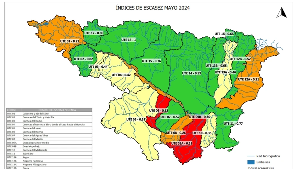 Mapa de las áreas en situación de escasez Mapa de las áreas en situación de escasez