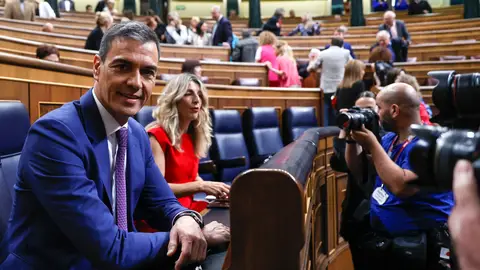 El presidente del Gobierno, Pedro Sánchez, durante la sesión de control al Ejecutivo este miércoles en el Congreso. Sánchez: "Nos damos hasta el mes de junio para desbloquear el CGPJ, si no el gobierno de España dará una respuesta"