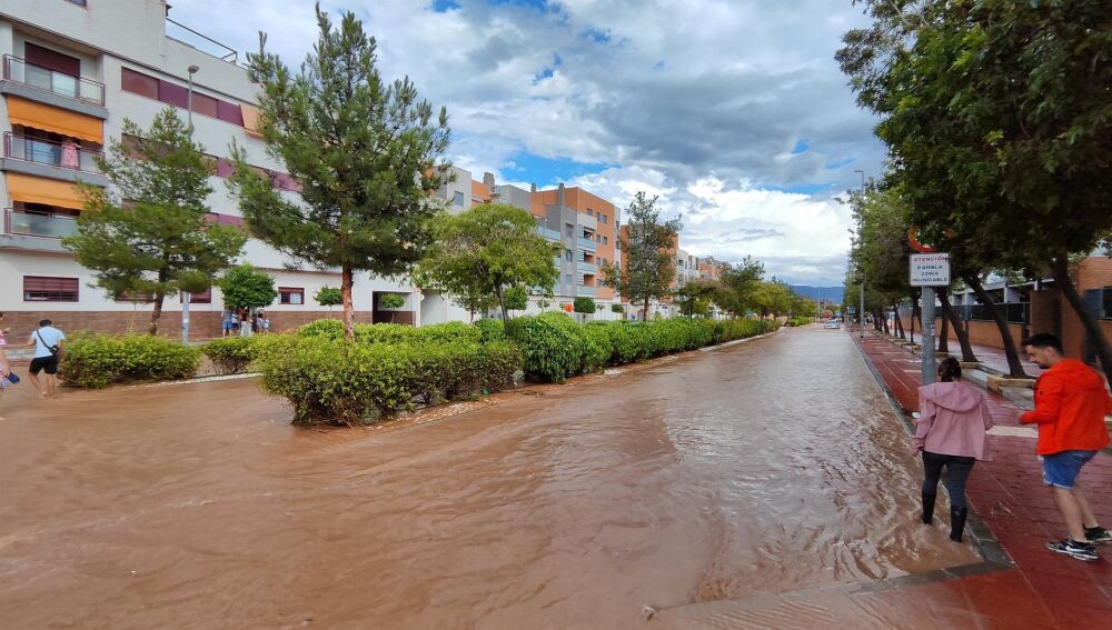 Una calle de Murcia inundada