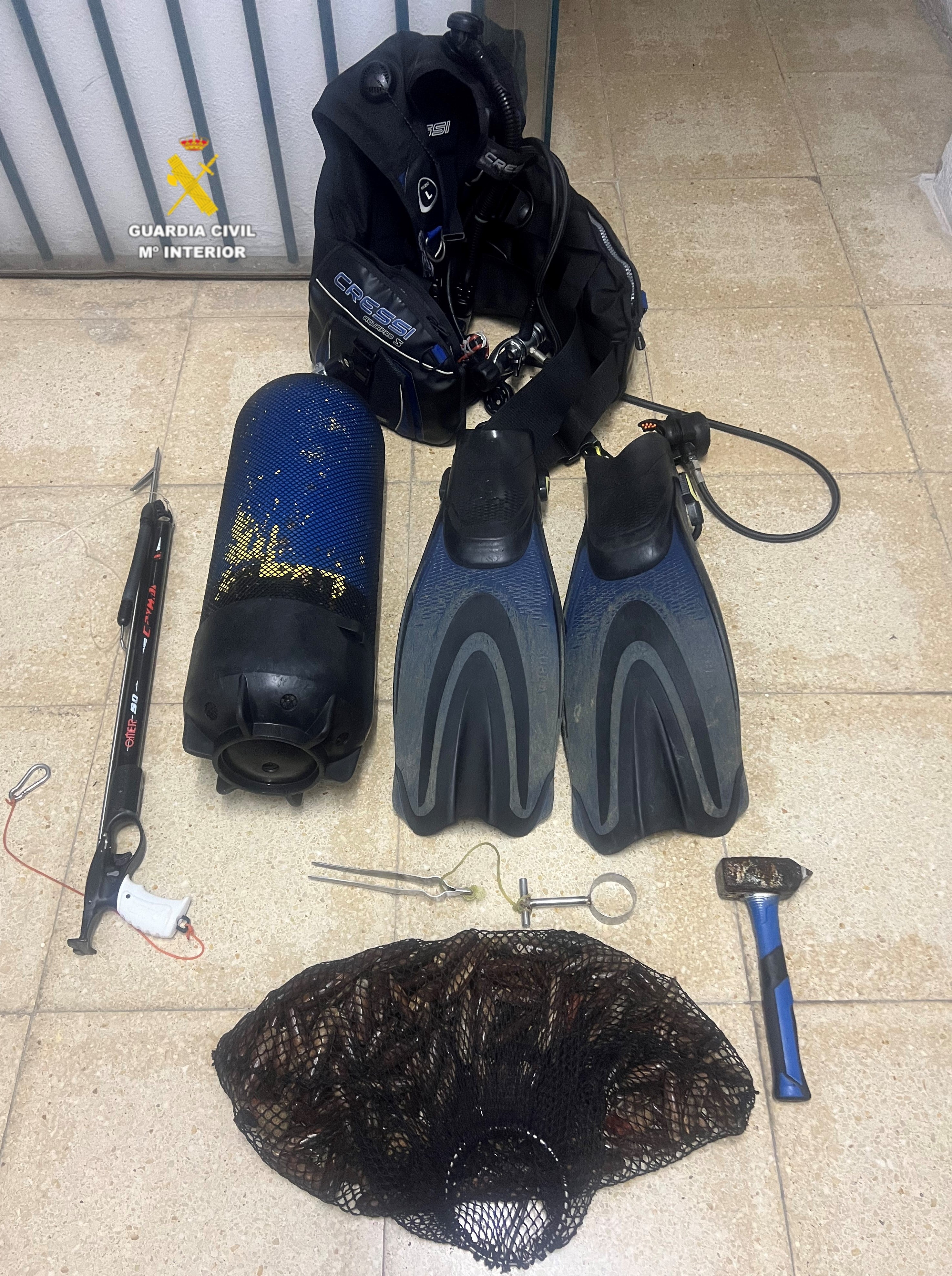 Detienen a una persona por pescar dátiles de mar y aprehenden 405 cadufos calados ilegalmente Detienen a una persona por pescar dátiles de mar y aprehenden 405 cadufos calados ilegalmente