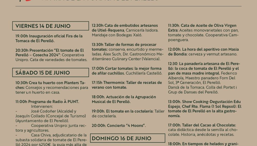 Programa Feria Tomate El Perelló 2024