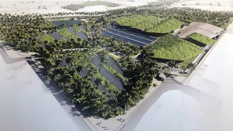 Imagen de la nueva depuradora de Algorós proyectada durante la presentación del proyecto en junio de 2022. Imagen de la nueva depuradora de Algorós proyectada durante la presentación del proyecto en junio de 2022.