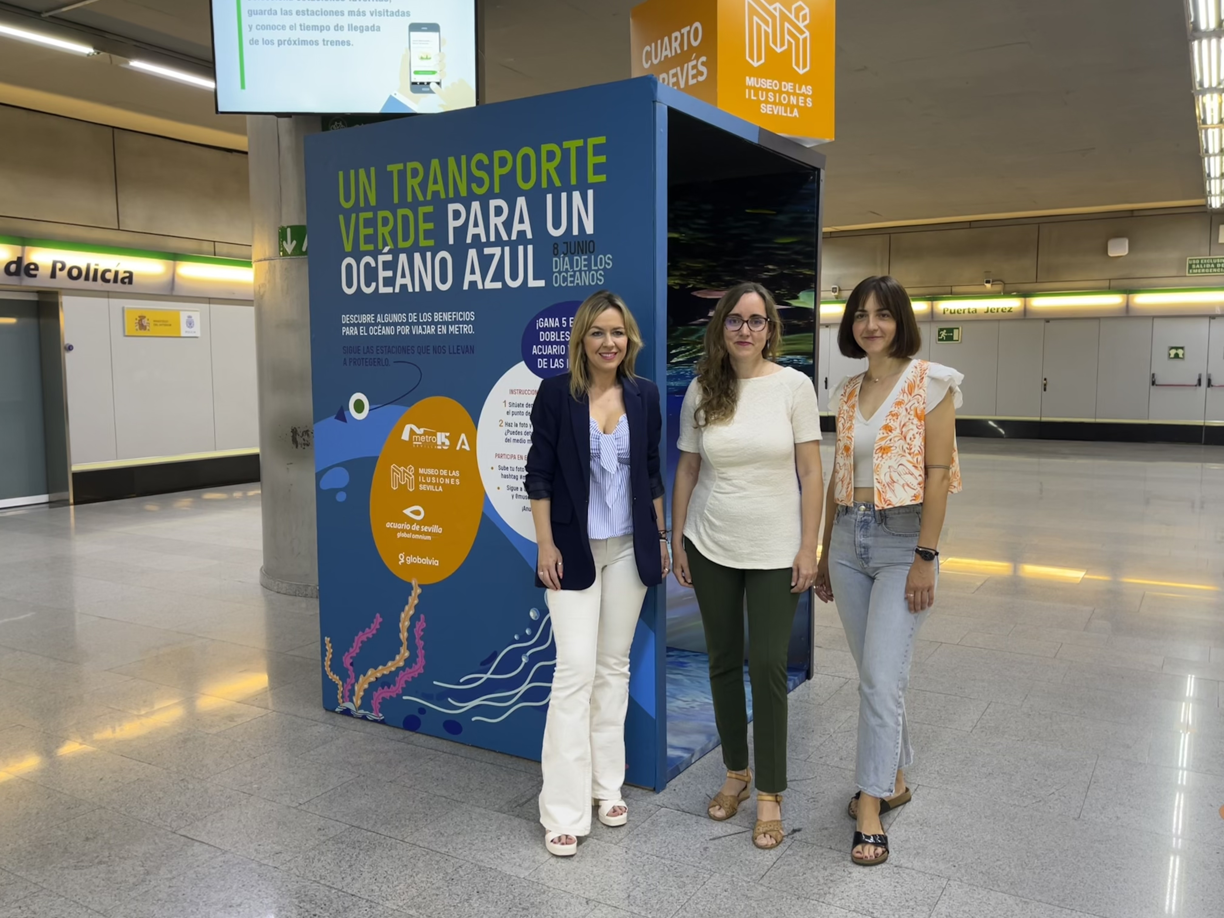 Metro de Sevilla, el Museo de las Ilusiones y el Acuario de Sevilla se unen para celebrar el Día Mundial de los Océanos con una innovadora instalación de en torno a la sostenibilidad Metro de Sevilla, el Museo de las Ilusiones y el Acuario de Sevilla se unen para celebrar el Día Mundial de los Océanos con una innovadora instalación de en torno a la sostenibilidad