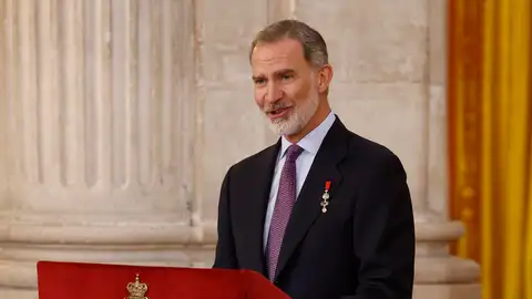 El rey Felipe VI pronunciando su discurso en el X aniversario de su reinado