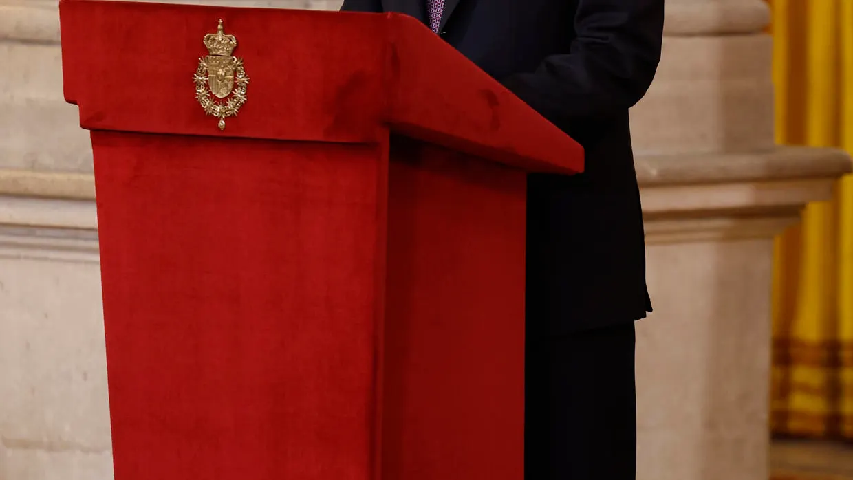 El rey Felipe VI pronunciando su discurso en el X aniversario de su reinado El rey Felipe VI pronunciando su discurso en el X aniversario de su reinado